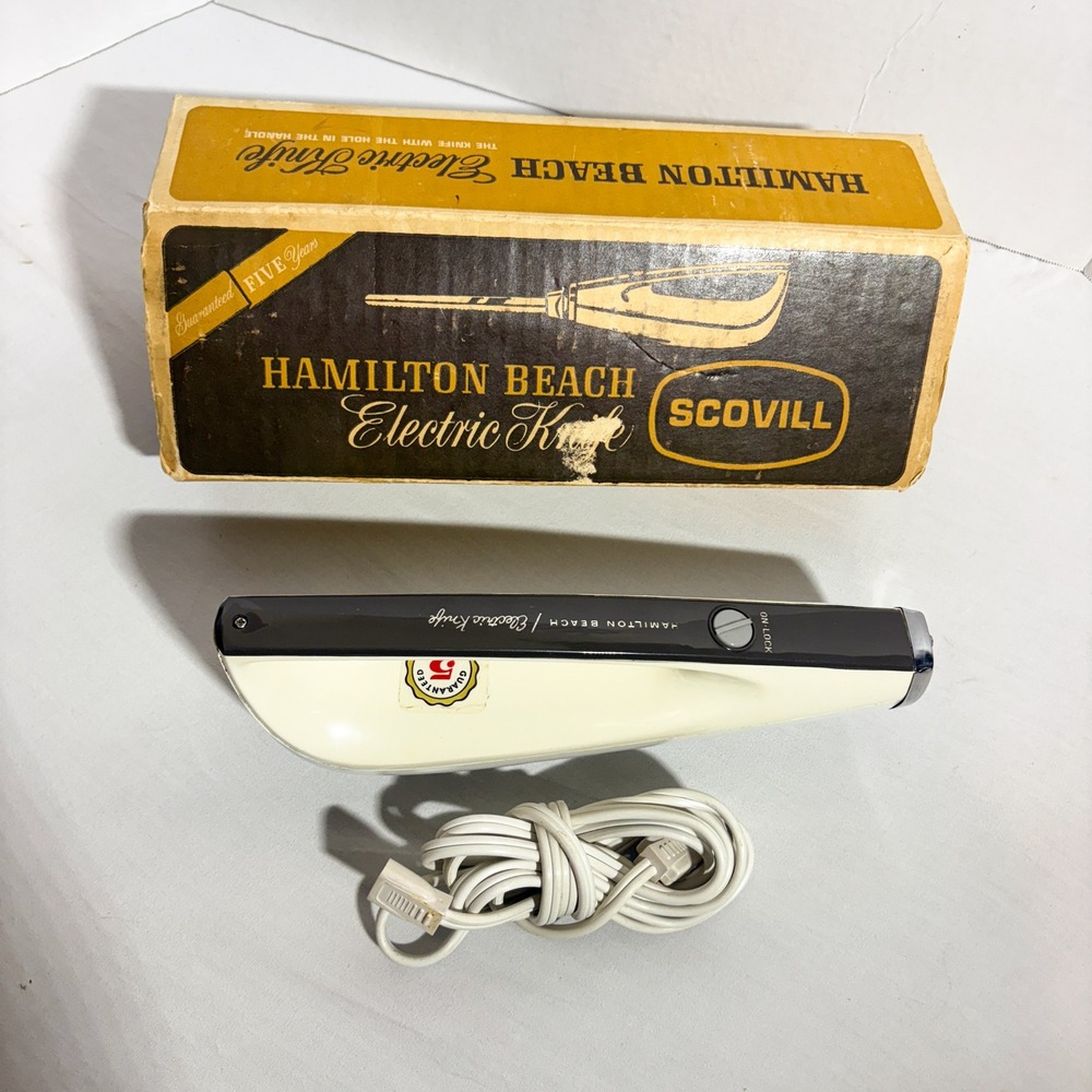 Vintage Hamilton Beach Electric Knife Carving Tool Scovill with Box Cream